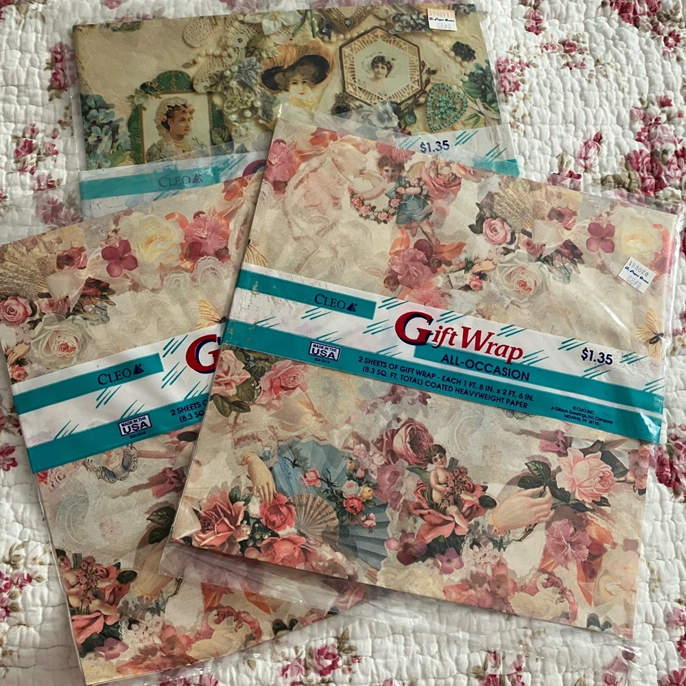 Vintage Cleo Flat Gift Wrap Set of 3 Originally Purchased from The Paper Outlet - Picture 2 of 4